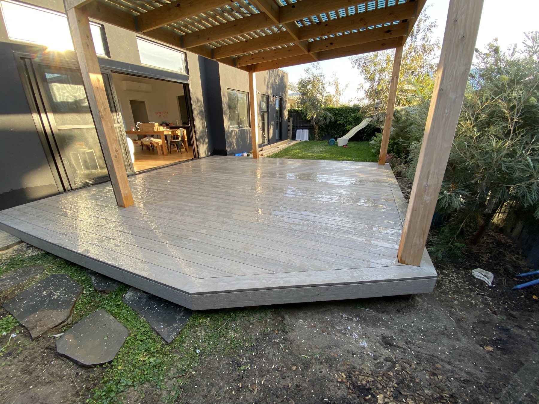 Composite deck with timber pergola